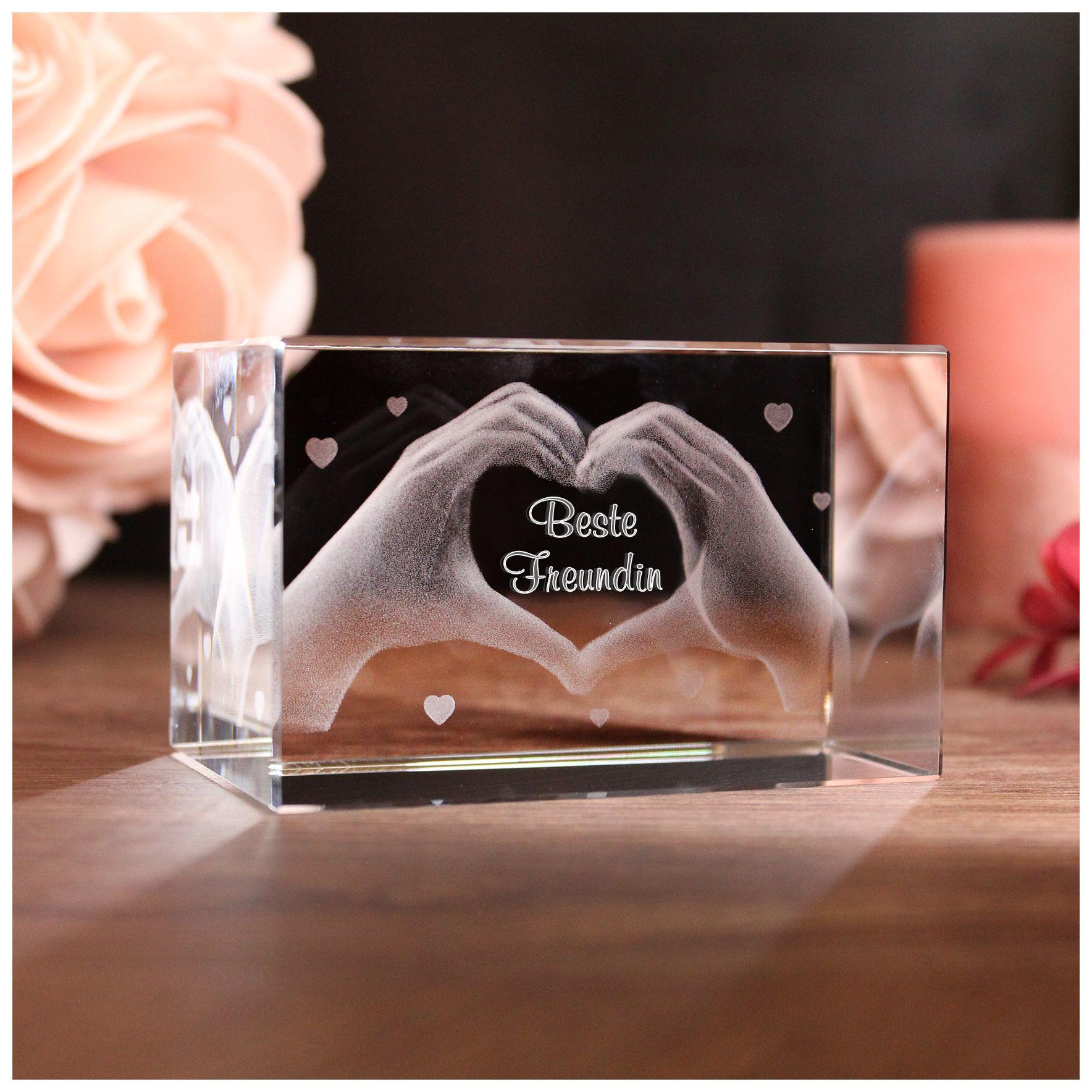 LoveGoals 3D Glaskristall | Motiv Hände | Beste Freundin