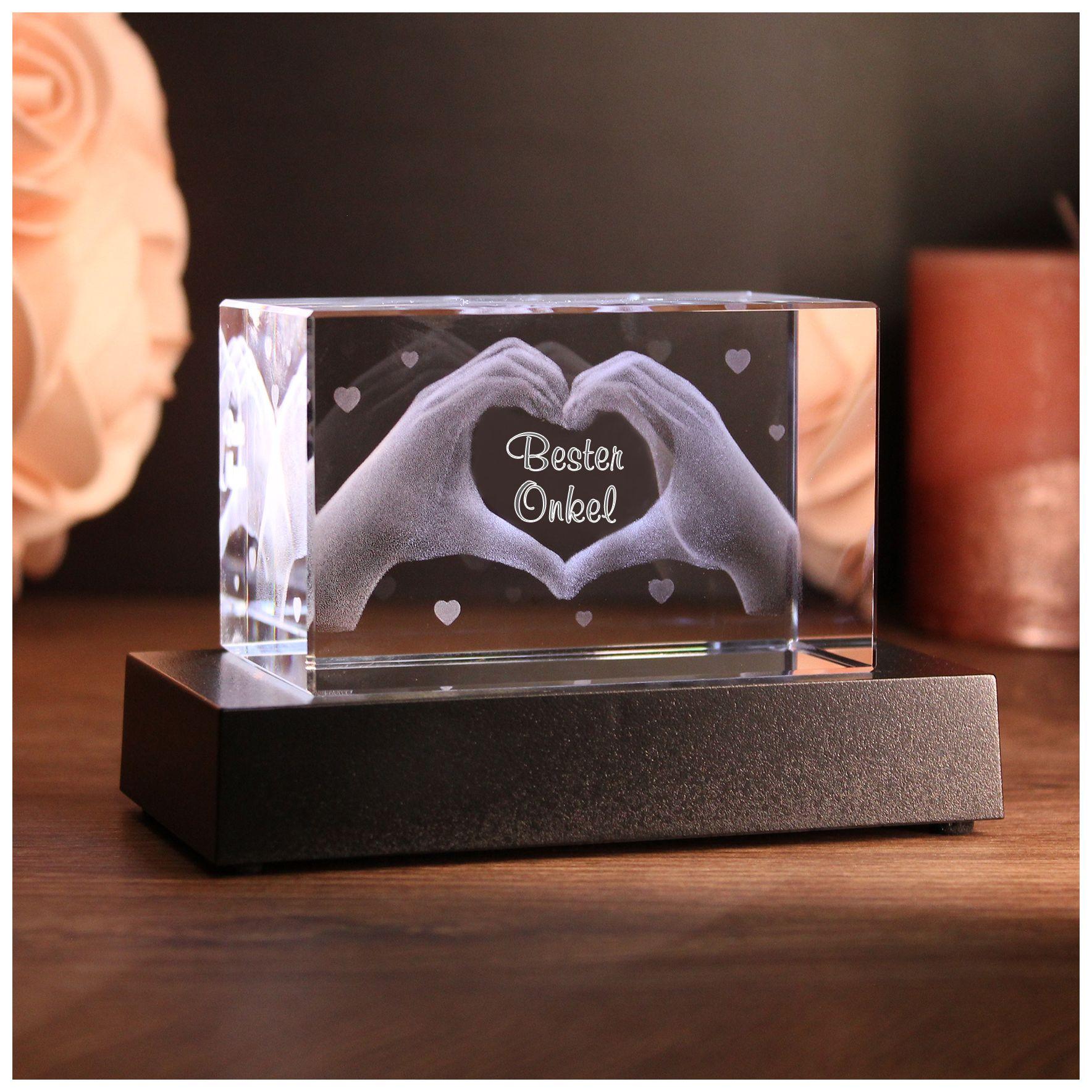 LoveGoals 3D Glaskristall | Motiv Hände | Bester Onkel
