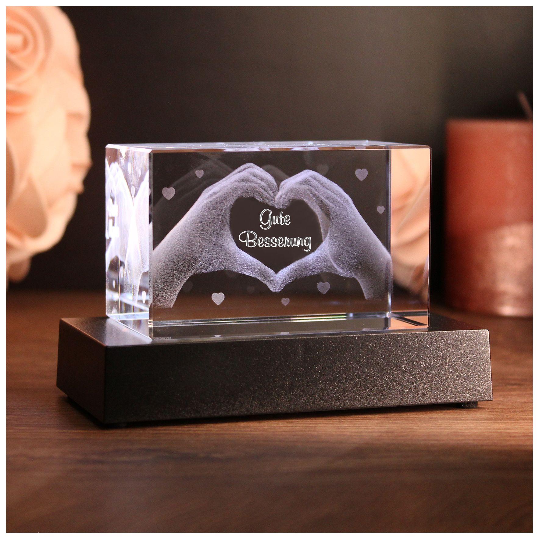 LoveGoals 3D Glaskristall | Motiv Hände | Gute Besserung!