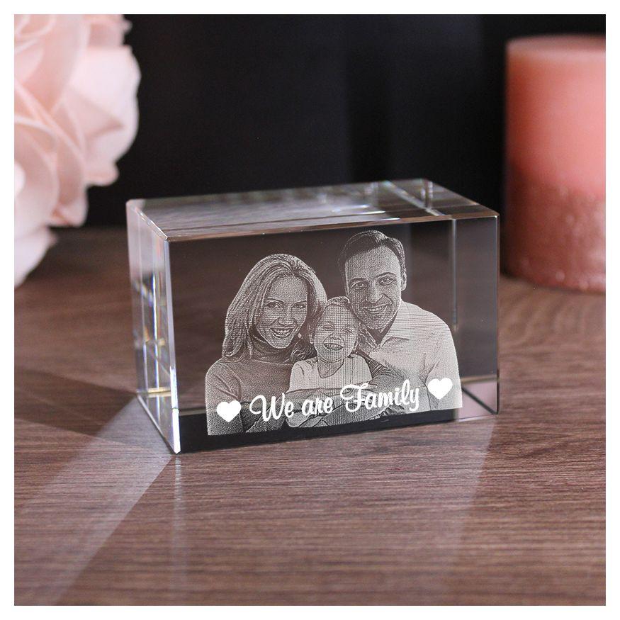 3D Glasfoto Quader mit Deinem Wunschfoto und Wunschtext