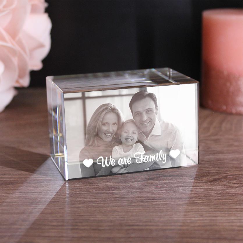 2D Glasfoto Quader mit Deinem Wunschfoto und Wunschtext