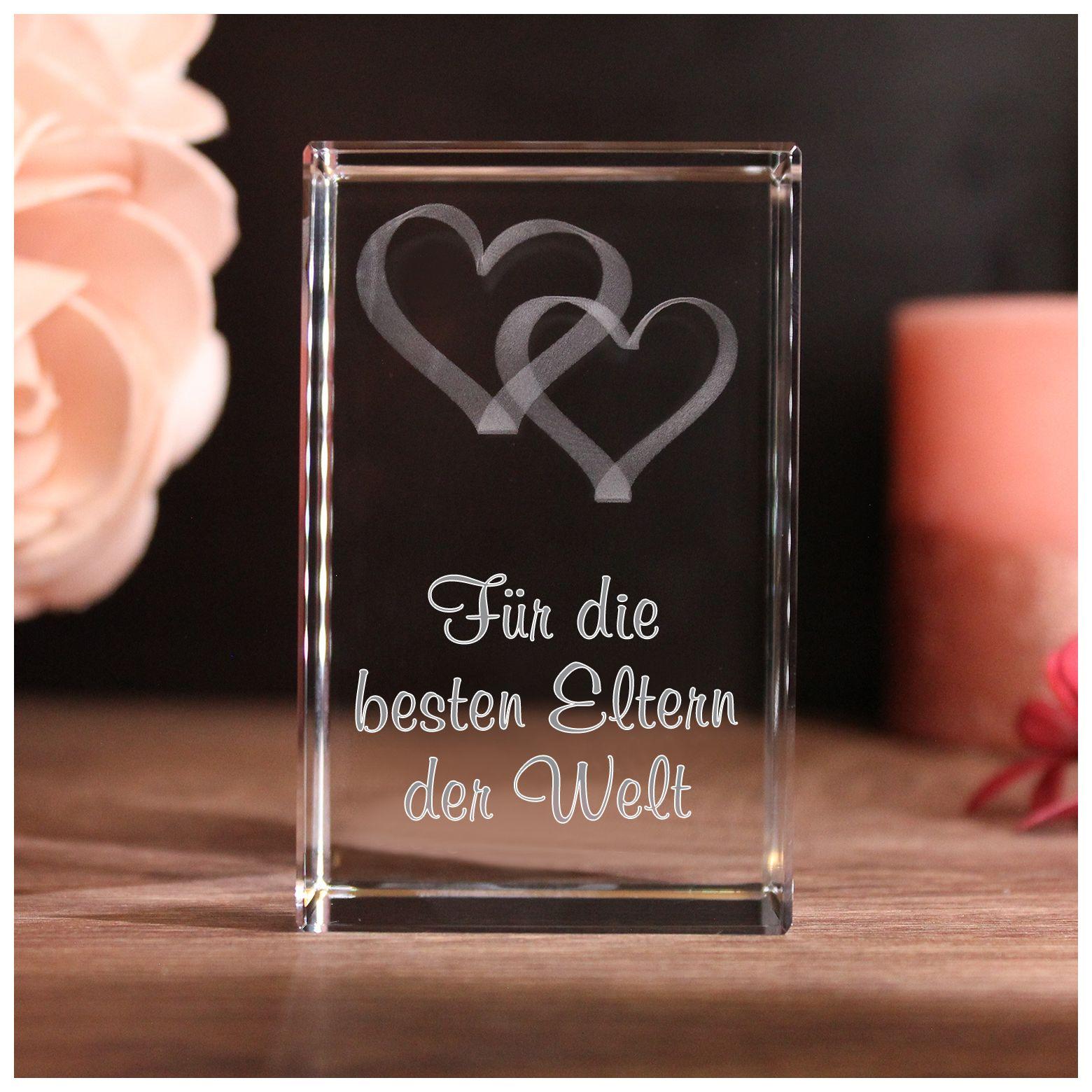 LoveGoals 3D Glaskristall Verschlungene Herzen