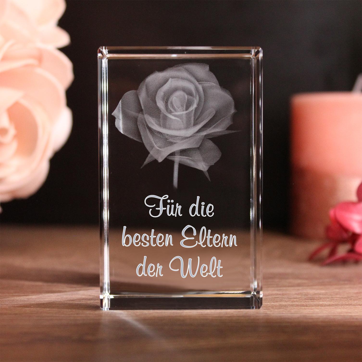 LoveGoals 3D Glaskristall Rose