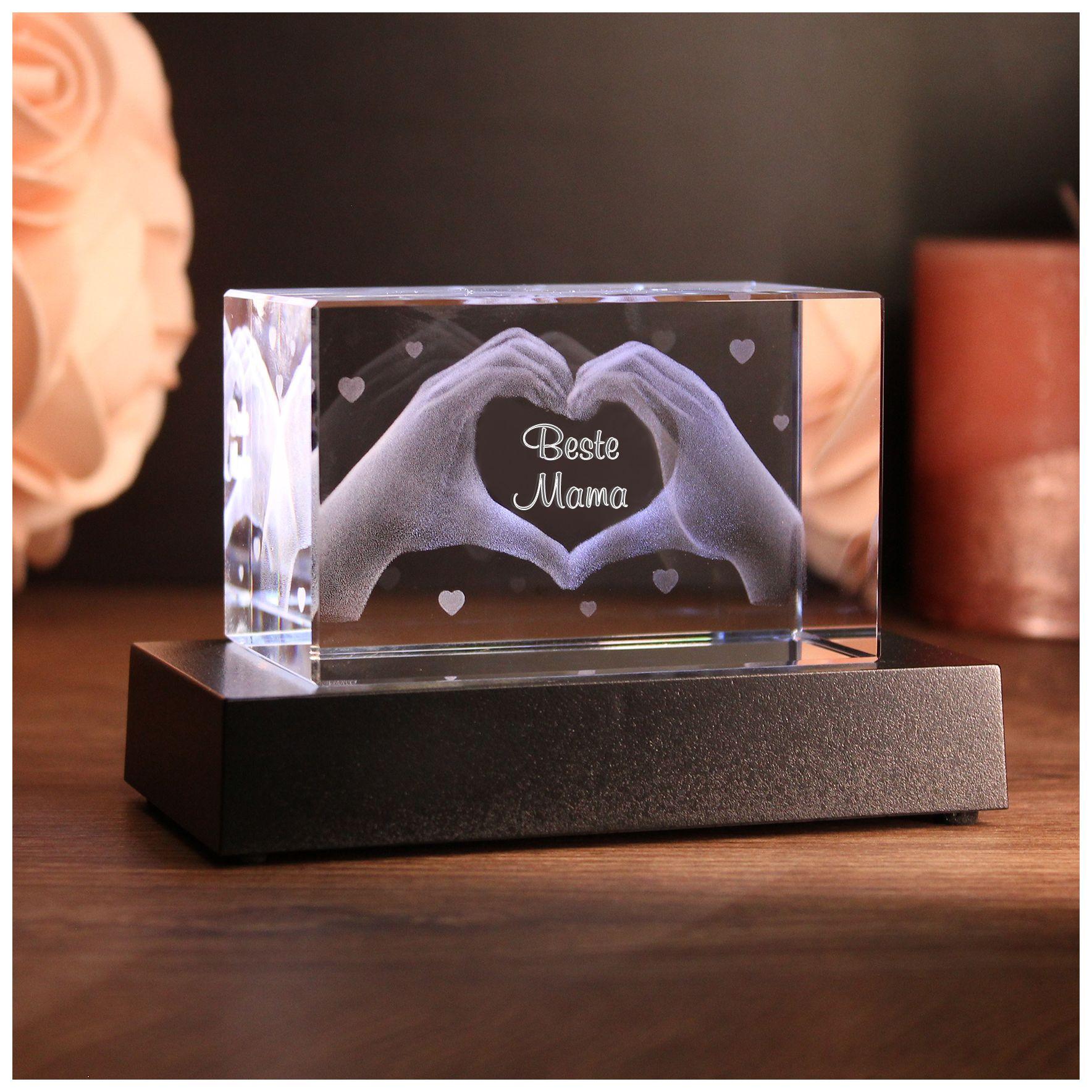 LoveGoals 3D Glaskristall | Motiv Hände | Beste Mama