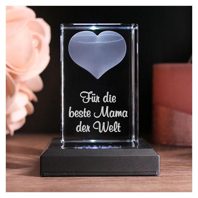 LoveGoals 3D Glaskristall Herz Text Beste Mama der Welt